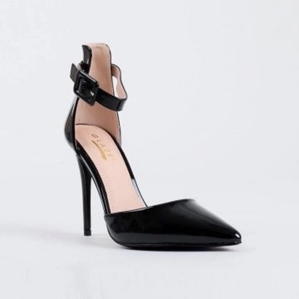 Glaze Pointed Toe Ankle Strap Pump Heels